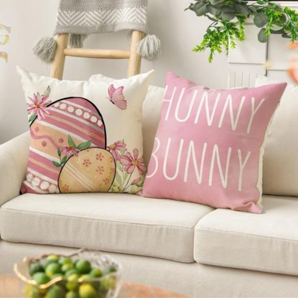 Easter Decorative Throw Pillow Covers Bunny Accent Cases Cottage Spring Decor - Picture 3 of 9